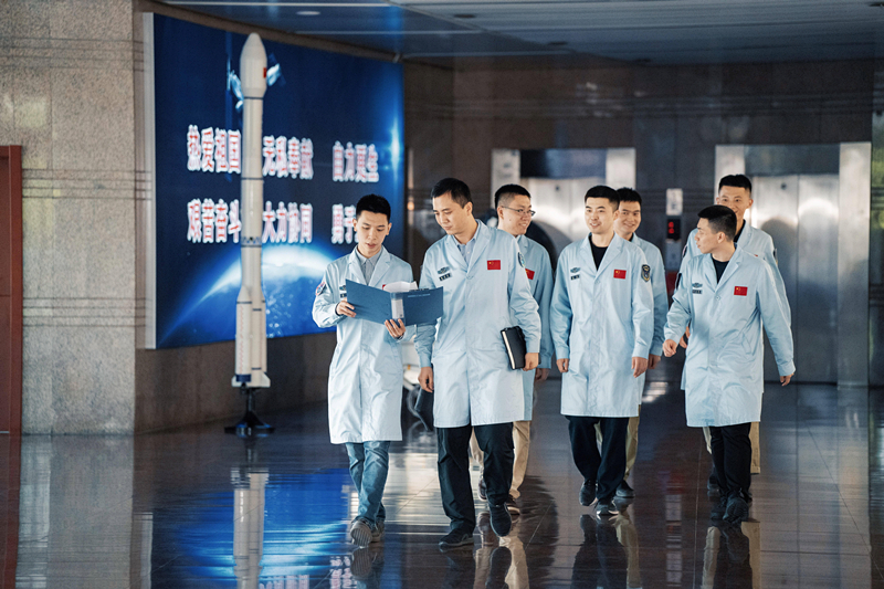 Young scientific and technological talents of beijing aerospace control center dispatching team shot on July 1st, 2022.